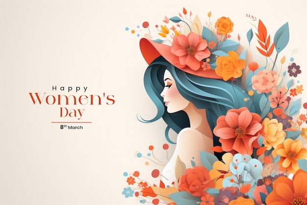 International happy womens day celebration floral illustration background greeting card poster template