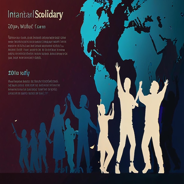 International Human Solidarity Day People help person silhouette World Globe Concept Template for background banner card poster with text inscription Vector illustration