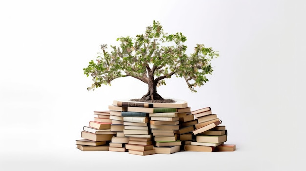 International literacy day concept with tree with books like leaves Literacy education knowledge