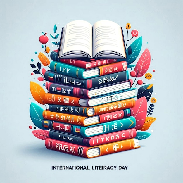 Photo international literacy day illustration