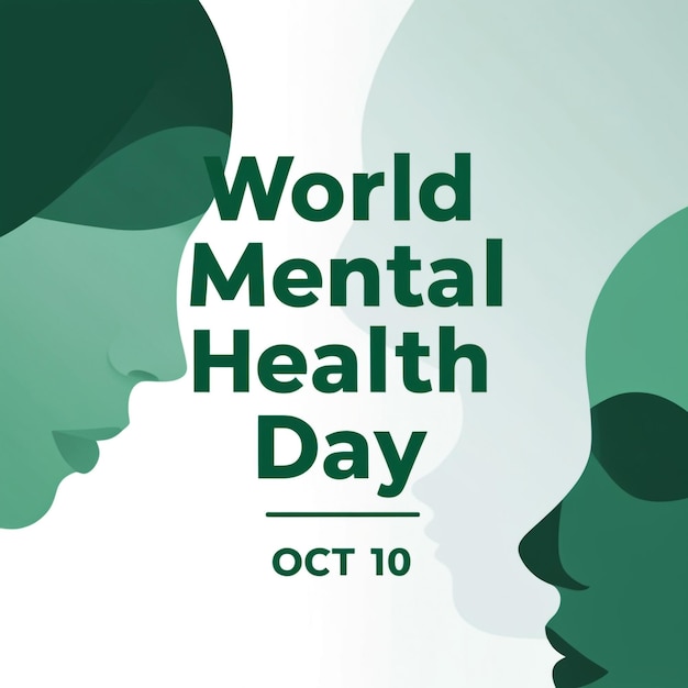 Photo international mental health day october 10th background with human head vector