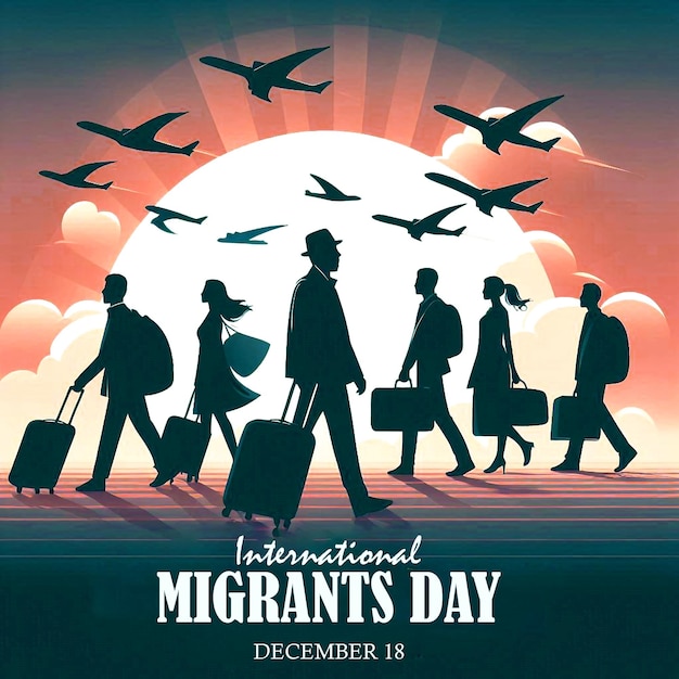 Photo international migrants day background design