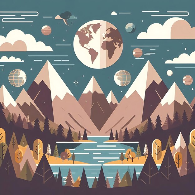 Photo international mountain day flat illustration