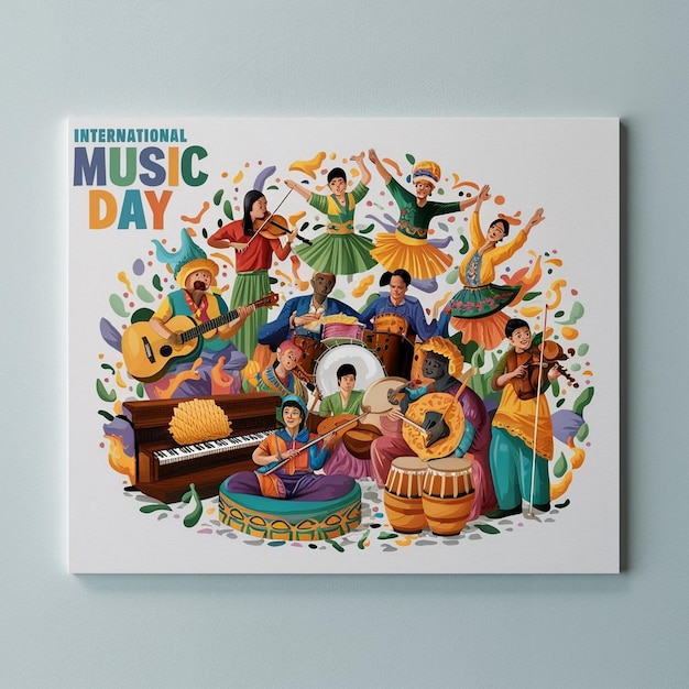 Photo international music day celebration design