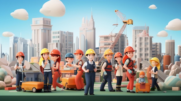 International Occupational Safety and Health Day 28th April 3D Cartoon Generative AI