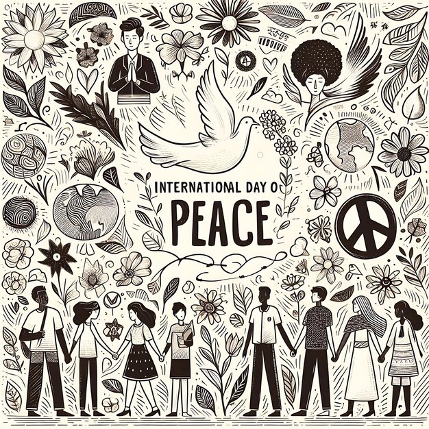 Photo international peace day a poster that sayspeaceon it