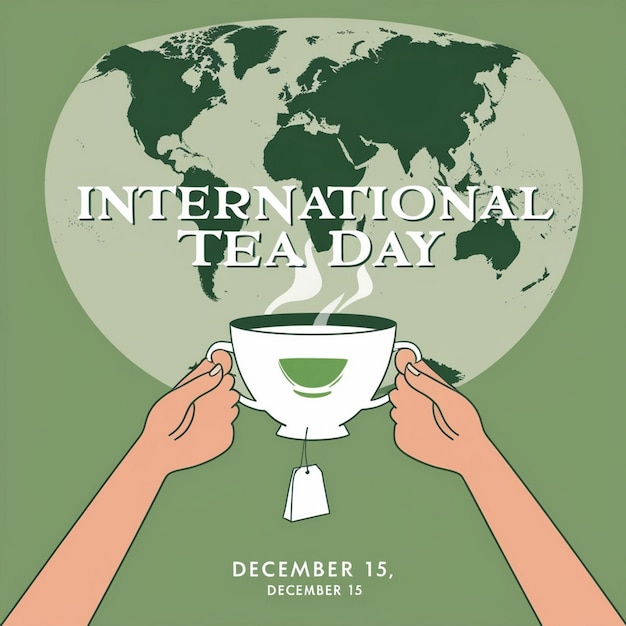 Photo international tea day text banner design