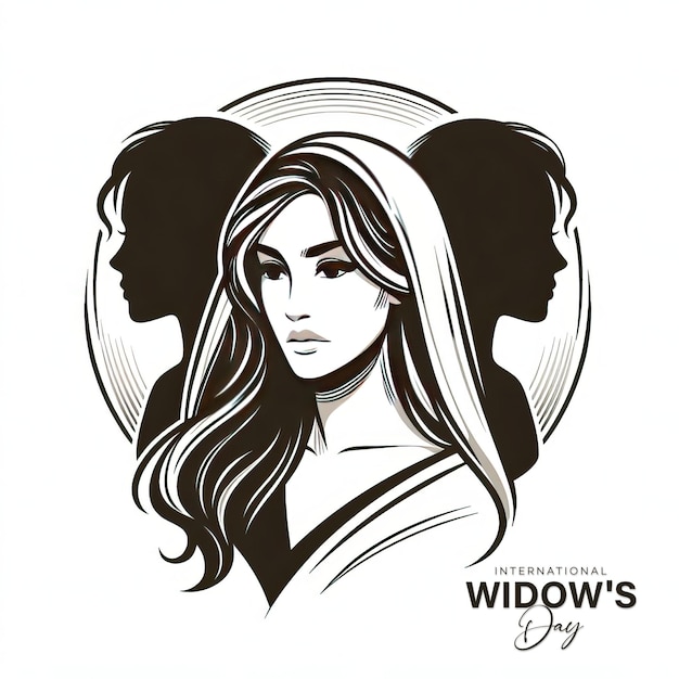 International Widows Day silhouette in flat design International Widows Day poster banner