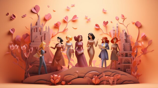 International Women Day 8th March 3D cartoon Generative AI style