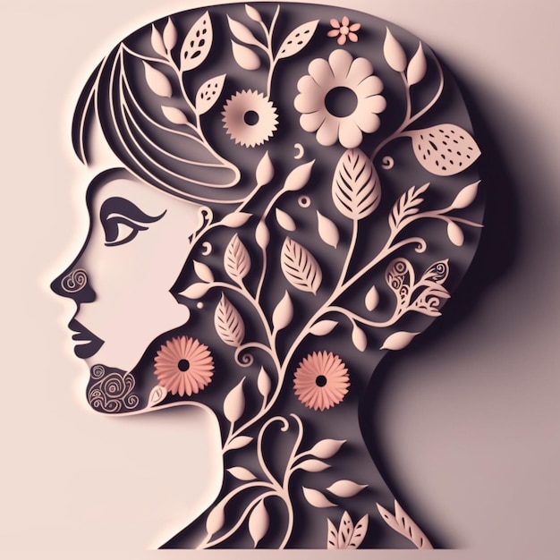 International women's day Silhouette of women with flowers creates with generative ai technology