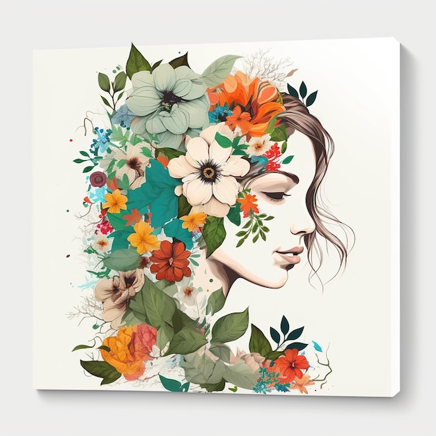 Photo international womens day banne elegant greeting card design 8 march with flower and leaves