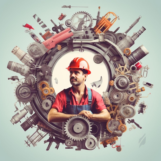 international worker's day with engineer tools