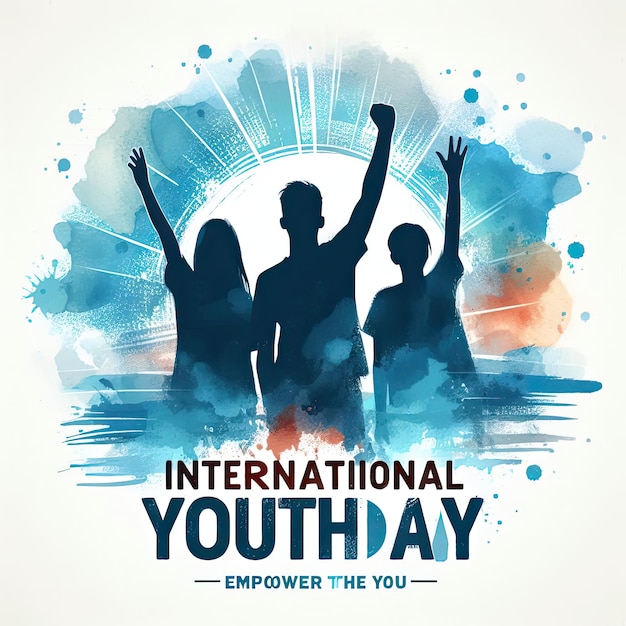 Photo international youth day august 12th abstract watercolor vector design template social media post