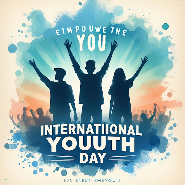 Photo international youth day august 12th abstract watercolor vector design template social media post