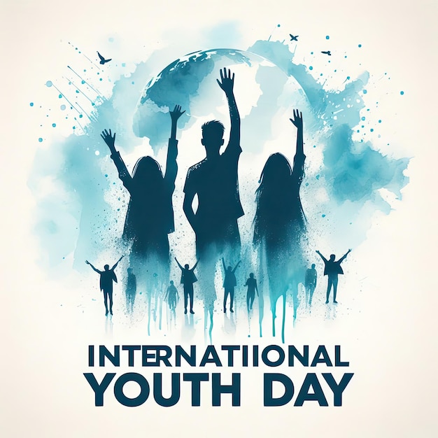 International Youth Day August 12th Abstract watercolor Vector Design Template Social Media Post