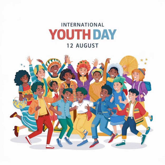 Photo international youth day illustration on white background