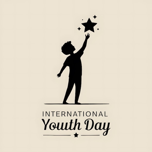 International Youth Day Silhouette of a young boy reaching for a star symbolizing ambition