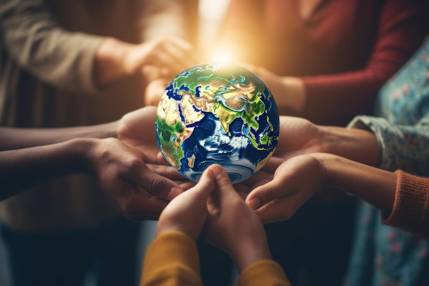 Internationnal Peace Day concept Hands holding globe