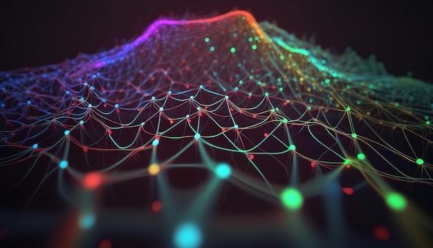 Internet connections as represented by an embossed mesh in cloud computing Conceptual illustration in 3D Generative Ai