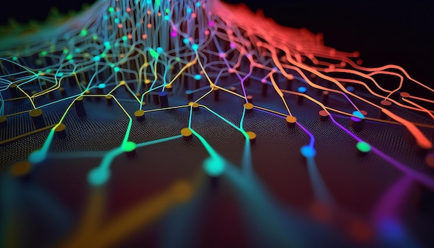 Internet connections as represented by an embossed mesh in cloud computing Conceptual illustration in 3D Generative Ai