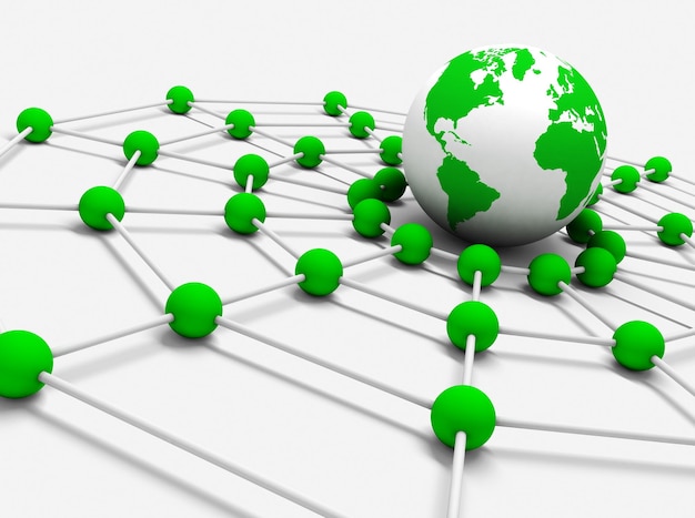 Internet and networking. Concept of internet and networking with globe world map