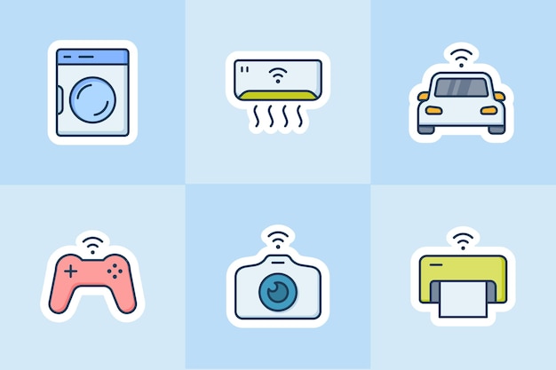 Internet of things icon for sticker or stickers set collection vector illustration