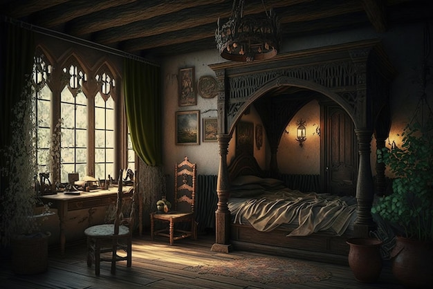 Interoir of a Medieval Bedroom