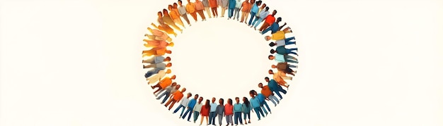 Interracial Family Circle with Belonging Text concept as An isolated vector of a circle formed by di