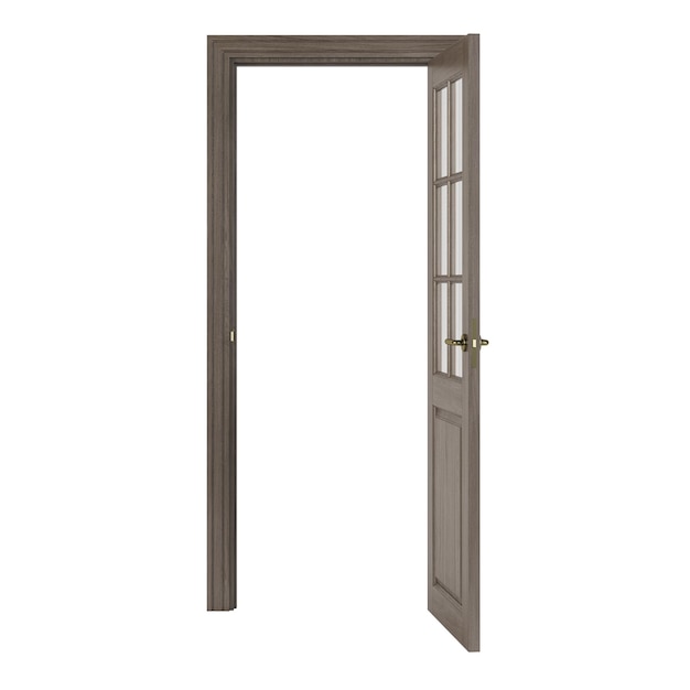 Interroom door isolated on white background. 3D rendering.