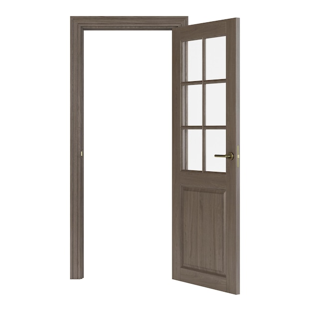 Interroom door isolated on white background. 3D rendering.