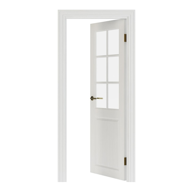 Interroom door isolated on white background. 3D rendering.