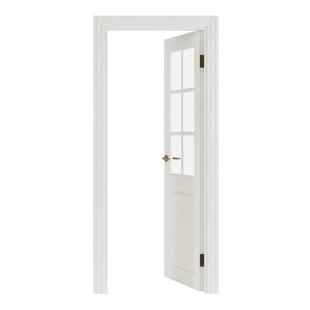 Interroom door isolated on white background. 3D rendering.