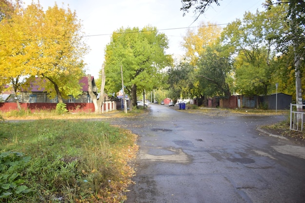 The intersection of roads in the private sector Ulyanovsk Russia