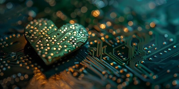 The Intersection of Technology and Morality A Circuit Board Heart and Binary Code Concept Technology Ethics Circuit Board Art Morality Discussions