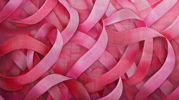 Photo intertwined crimson ribbons with textured surface