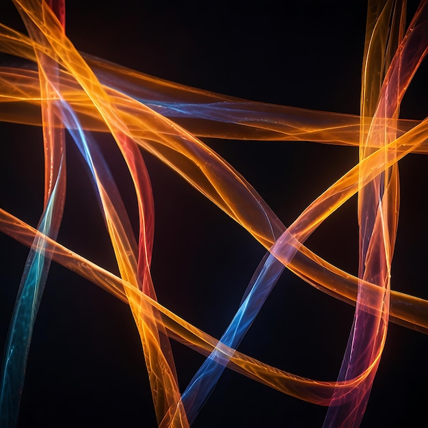 Intertwined Ribbons of Glowing Light in Radiant Contrasting Hues Creating a Mesmerizing