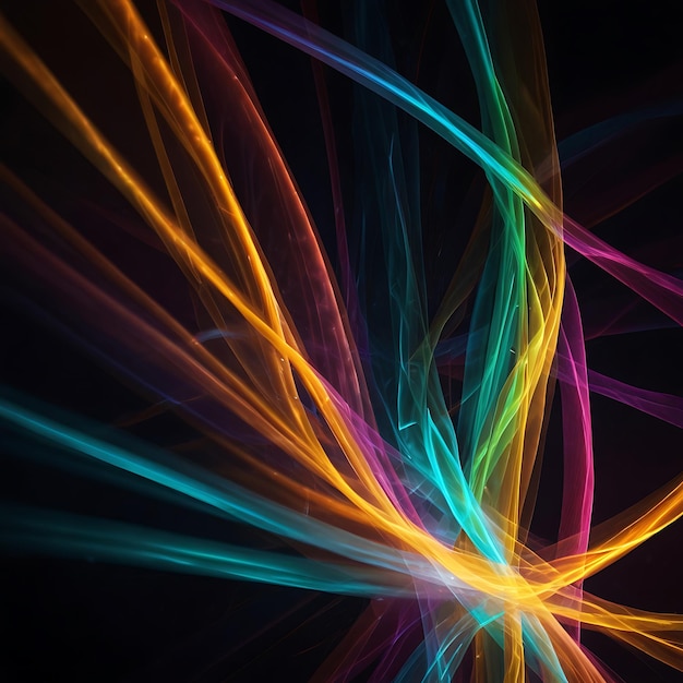 Intertwined Ribbons of Glowing Light in Radiant Contrasting Hues Creating a Mesmerizing