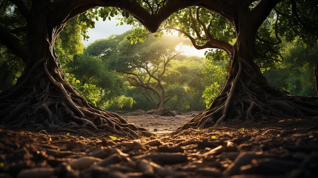 Intertwined Tree Branches Forming a Heart Shape