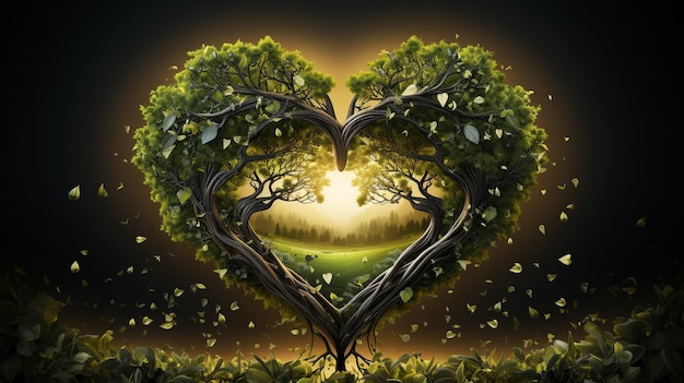 Intertwined Tree Branches Forming a Heart Shape