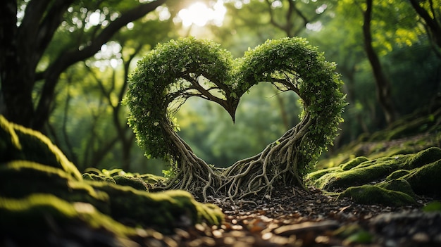 Intertwined Tree Branches Forming a Heart Shape