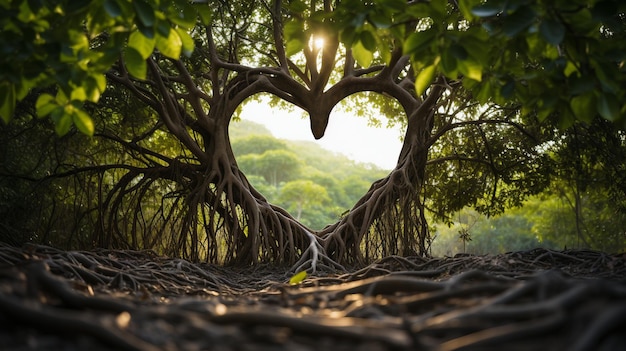 Intertwined Tree Branches Forming a Heart Shape