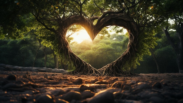 Intertwined Tree Branches Forming a Heart Shape