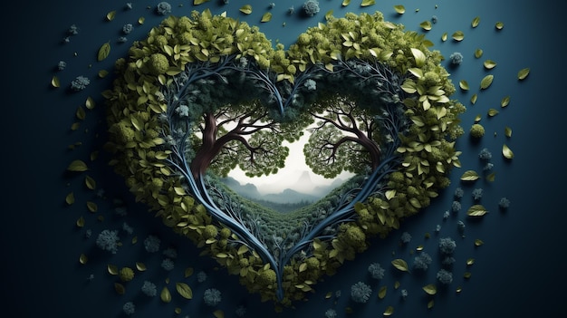 Intertwined Tree Branches Forming a Heart Shape