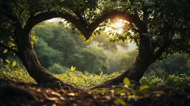 Intertwined Tree Branches Forming a Heart Shape