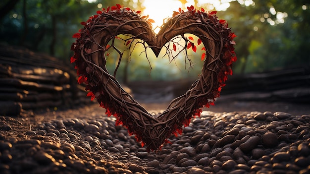 Intertwined Tree Branches Forming a Heart Shape