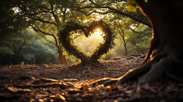 Intertwined Tree Branches Forming a Heart Shape