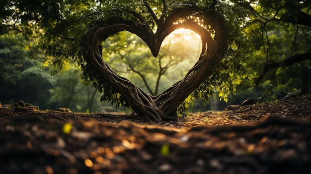 Intertwined Tree Branches Forming a Heart Shape