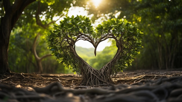 Intertwined Tree Branches Forming a Heart Shape