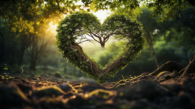 Intertwined Tree Branches Forming a Heart Shape