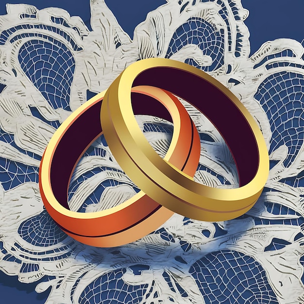 Intertwined Wedding Bands on Delicate Lace A Vibrant Modern Design